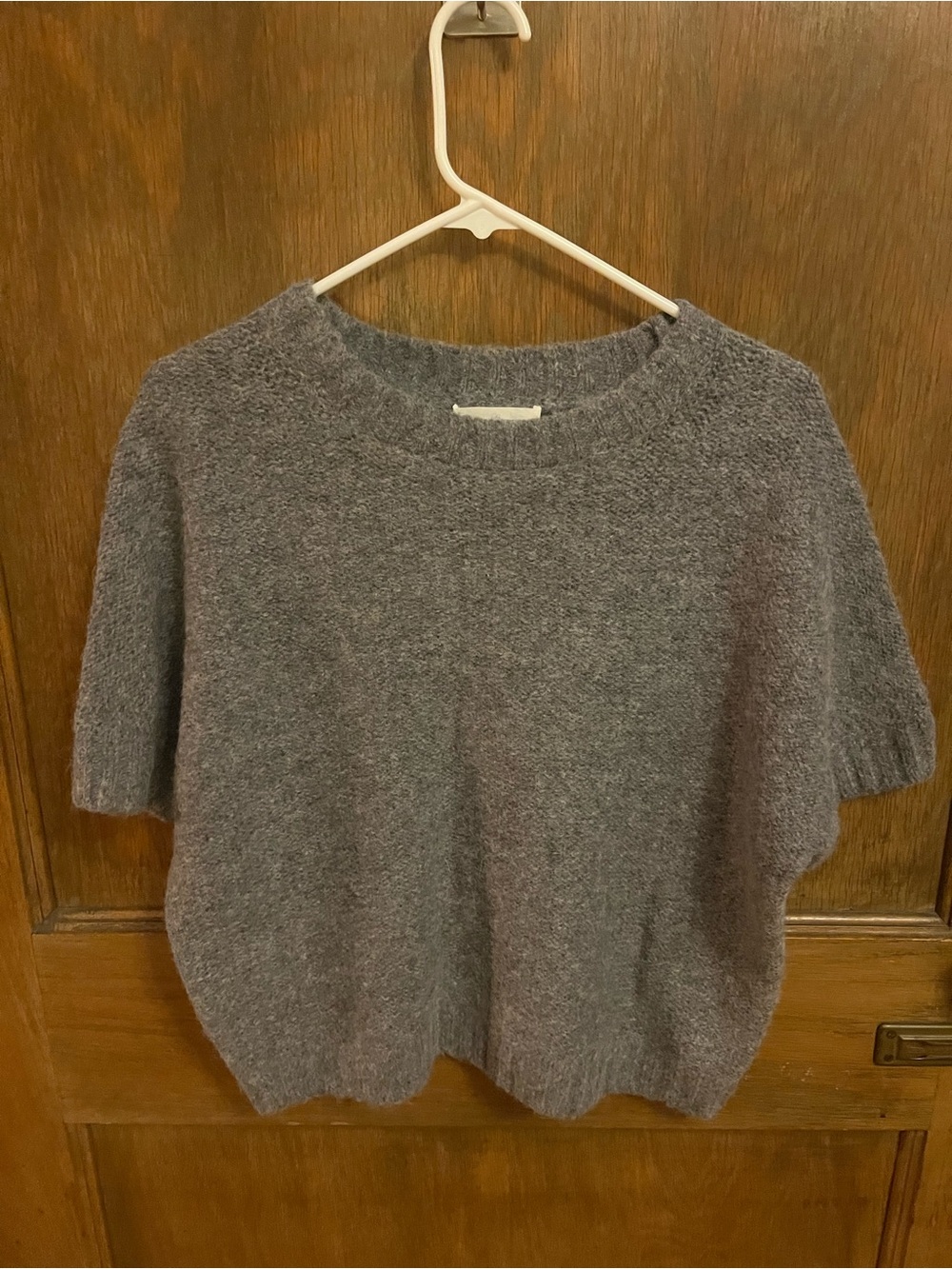 The White Company Heather Gray Short-Sleeve Crewneck Sweater